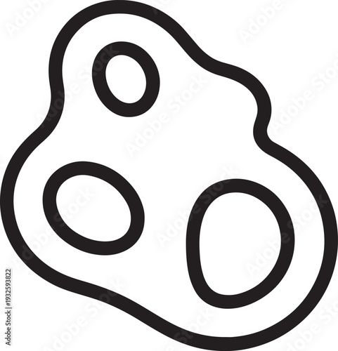 Abstract amoeba shape with three holes in organic, irregular form on transparent background