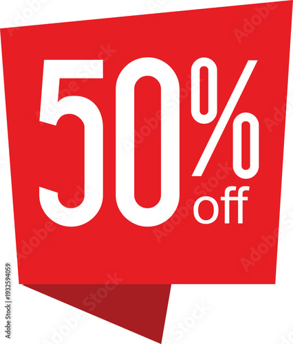 Red banner with fifty percent off sale announcement