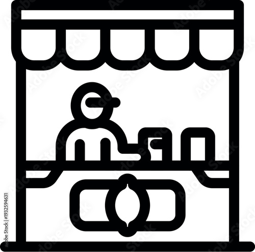 Small business owner serving refreshing lemonade at an outdoor kiosk, offering a taste of summer to passersby