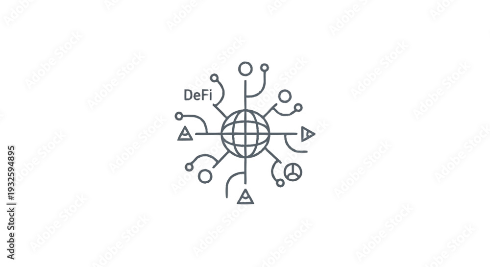 Obraz premium Decentralized Finance Network Global Connection Concept.