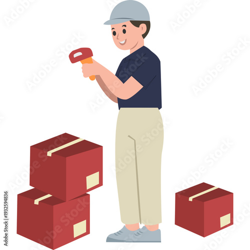 Delivery Person Holding Package and Checklist