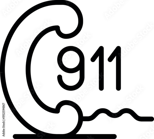 Emergency call 911 is shown with a telephone handset making an urgent communication