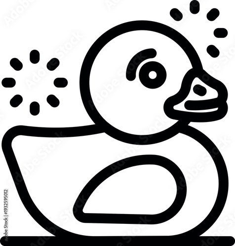 Simple icon of a bath duck toy squeaking, floating on water, suitable for children products
