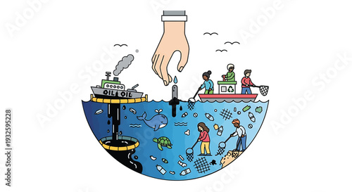 Vector illustration of pollution and environmental damage