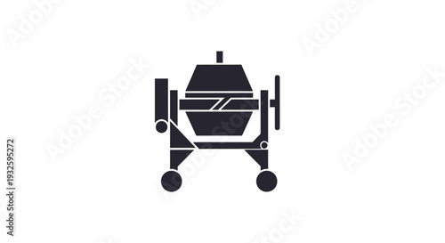 Concrete Mixer Machine Industrial Equipment Silhouette Icon.