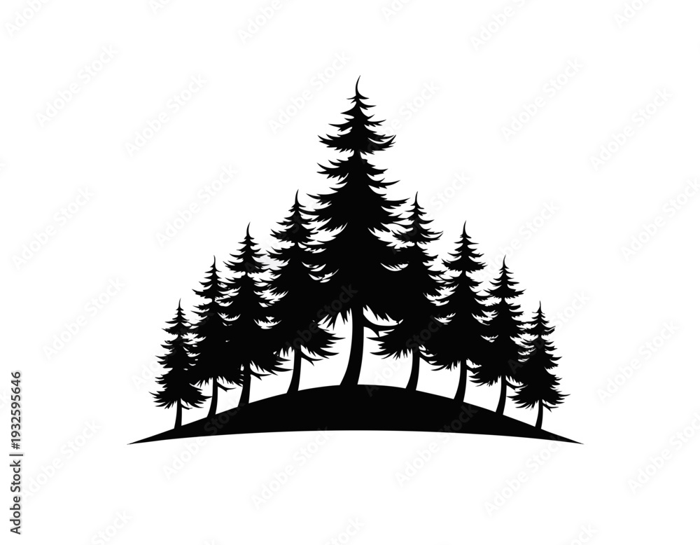 Fototapeta premium Pine Tree Forest Silhouette – Nature Landscape Illustration