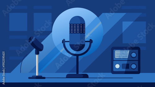 Podcast Microphone Studio Setup – Audio Recording Illustration