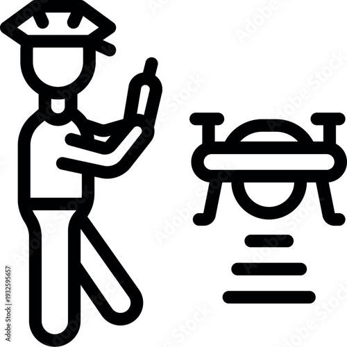 Police officer operating a drone using a remote control, enhancing surveillance and security operations