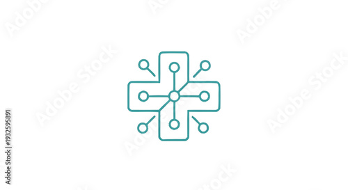 Digital Health Cross Symbol Technology Medical Network Concept.