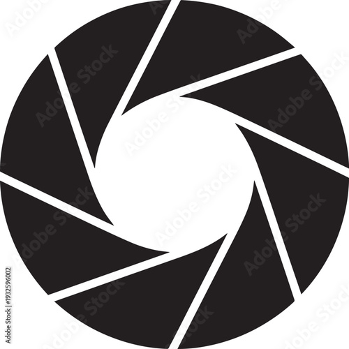 Camera lens aperture icon shutter silhouette symbol for photography and video production