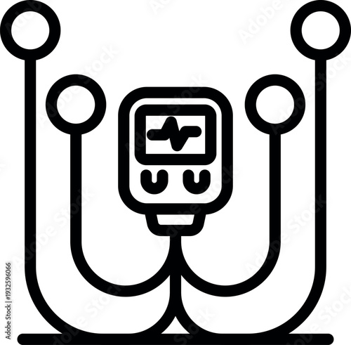 Portable heart rate monitor displaying pulse rate, connected to sensors for accurate measurement