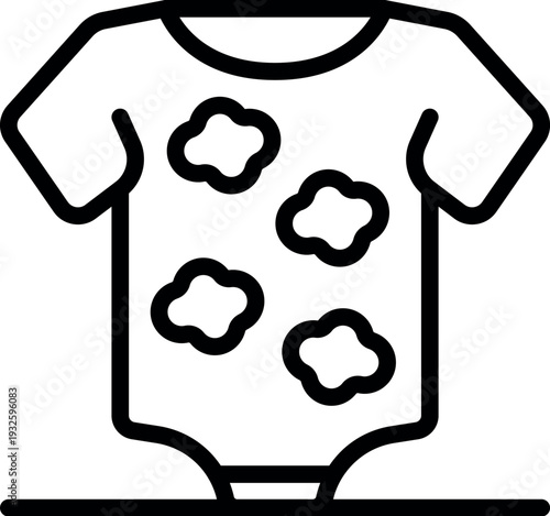 Baby clothes showing stains from spitting up milk after feeding, simple design isolated on white