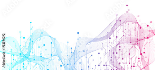 Modern technology circuit board texture background design. Quantum computer technology concept. Futuristic blue circuit board system background. Motherboard vector illustration.