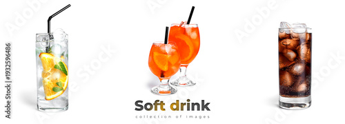 Принти на полотні Soft drinks isolated on white background. High quality photo