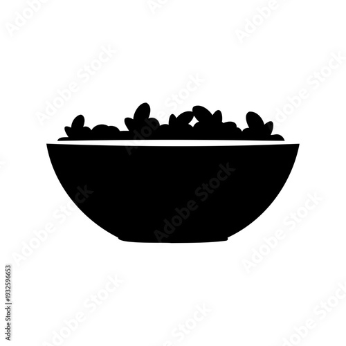 Monochrome vector illustration of a bowl filled with organic food ingredient