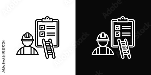 Roof Inspection Icon In Black And White Style