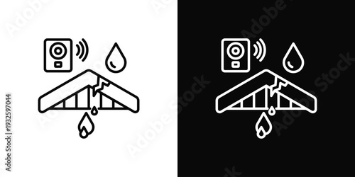 Roof Leak Detection Icon In Black And White Style