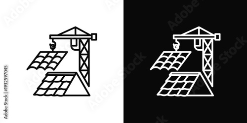 Roof Replacement Icon In Black And White Style