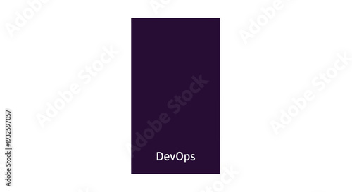 DevOps text on a dark purple rectangle against a white background.