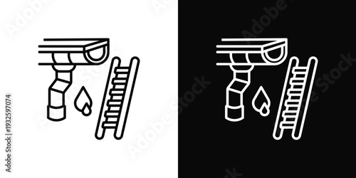 Gutter Installation Icon In Black And White Style