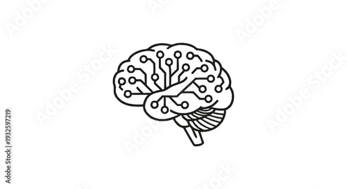 Digital Brain Network Connections and Artificial Intelligence Concept.