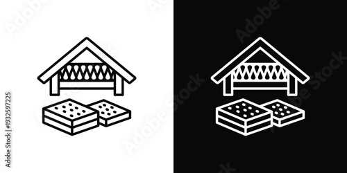 Roof Insulation Icon In Black And White Style