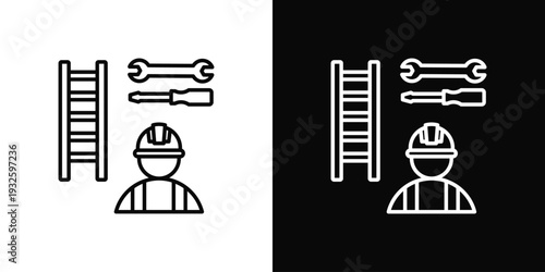 Roof Maintenance Icon In Black And White Style