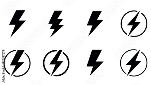 Print Lightning bolt icons set and flash symbol thunderbolt vector
