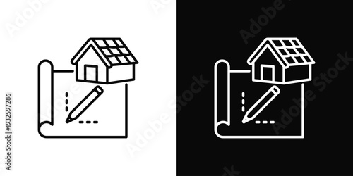Roof Design Icon In Black And White Style