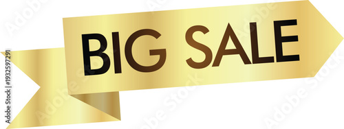 A gold banner with a ribbon on a white background