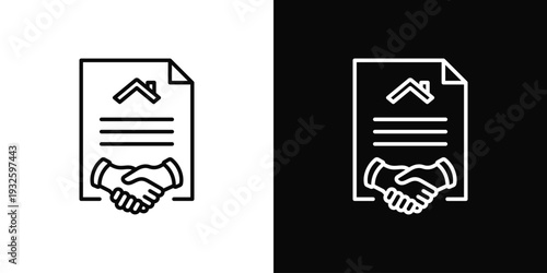 Roof Contract Icon In Black And White Style