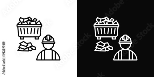 Roof Waste Disposal Icon In Black And White Style