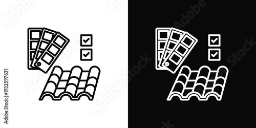 Roof Color Selection Icon In Black And White Style