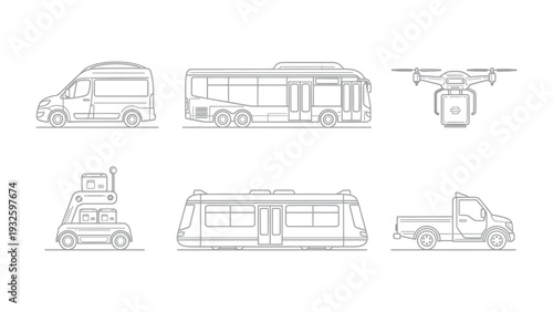 Modern Transport Outlines: A collection of meticulously crafted, minimalist outlines of contemporary transport, perfect for illustrating the evolution of mobility