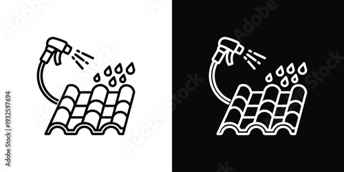 Roof Waterproof Test Icon In Black And White Style