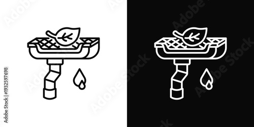 Roof Drain Filter Icon In Black And White Style
