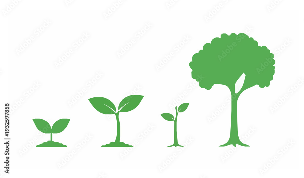 Fototapeta premium Agricultural and ecological plant growth stage vector icon pack