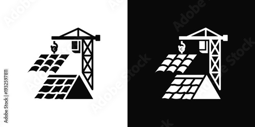Roof Replacement Icon In Black And White Style