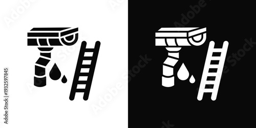 Gutter Installation Icon In Black And White Style