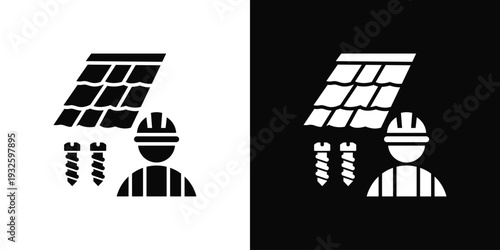 Metal Roof Icon In Black And White Style