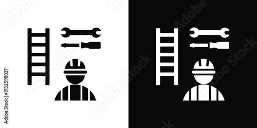 Roof Maintenance Icon In Black And White Style