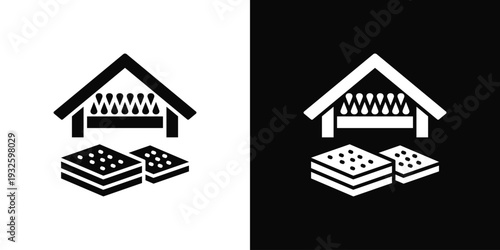 Roof Insulation Icon In Black And White Style