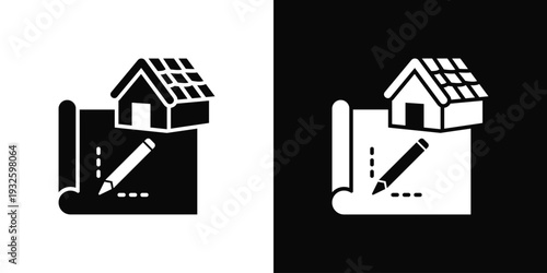 Roof Design Icon In Black And White Style