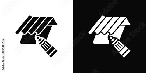 Roof Flashing Icon In Black And White Style