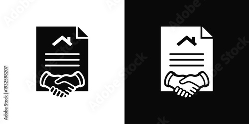 Roof Contract Icon In Black And White Style