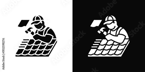 Roof Renovation Icon In Black And White Style
