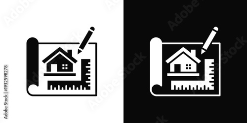 Roof Sketch Icon In Black And White Style