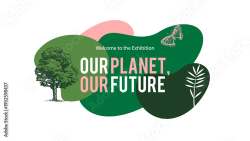 Hand drawn vintage eco-friendly ecology collage banner with doodle sketch elements. Vector illustration