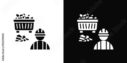 Roof Waste Disposal Icon In Black And White Style