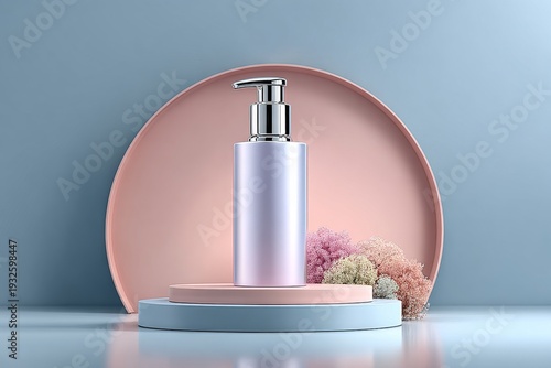 Wallpaper Mural Minimal skincare bottle displayed on modern podium. Generative AI Torontodigital.ca